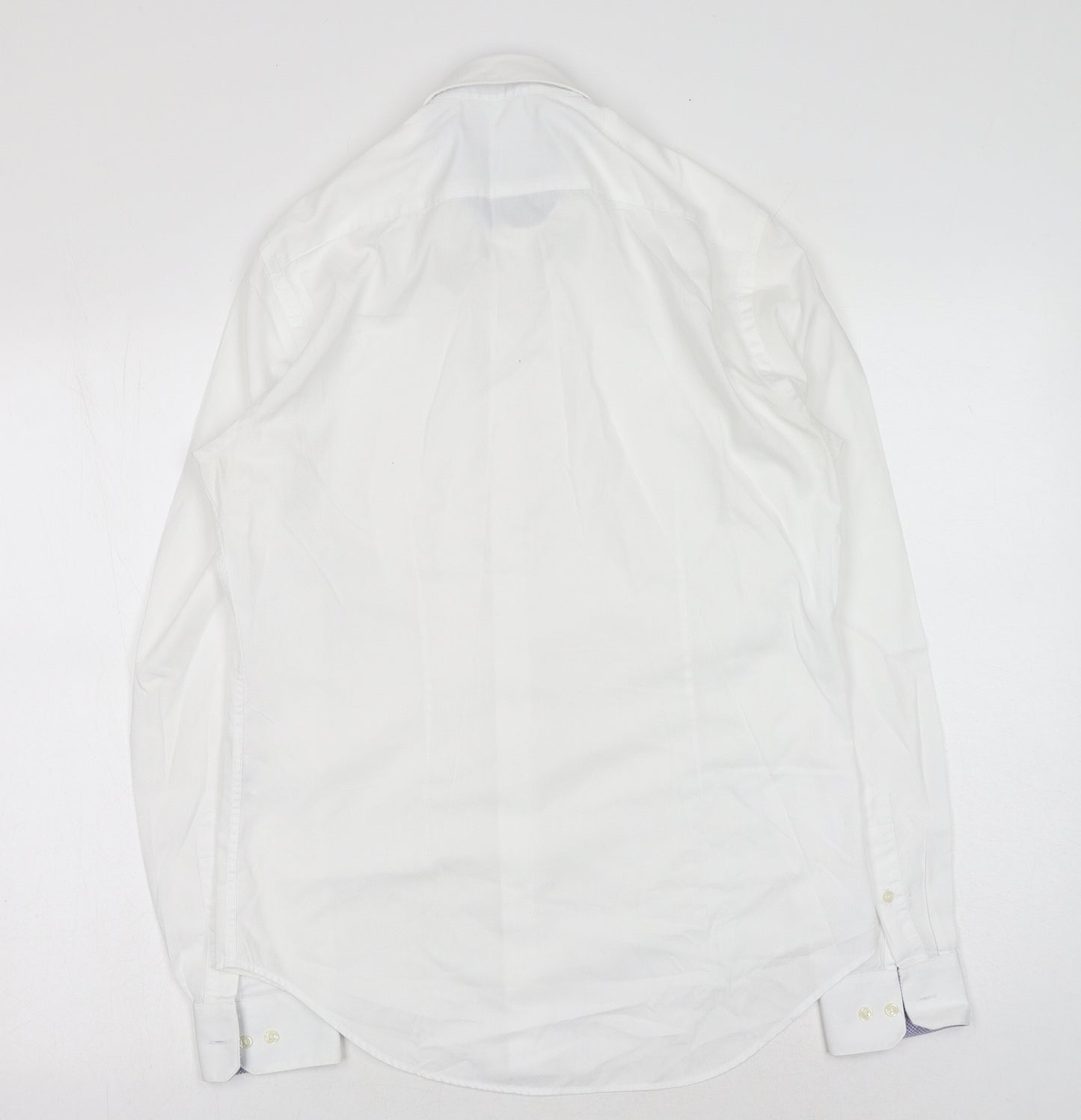 Zara Mens White Cotton Dress Shirt Size M Collared Button
