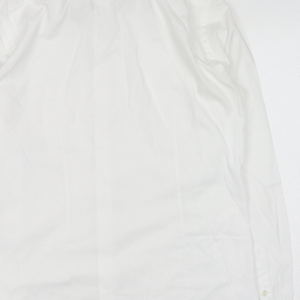 Zara Mens White Cotton Dress Shirt Size M Collared Button