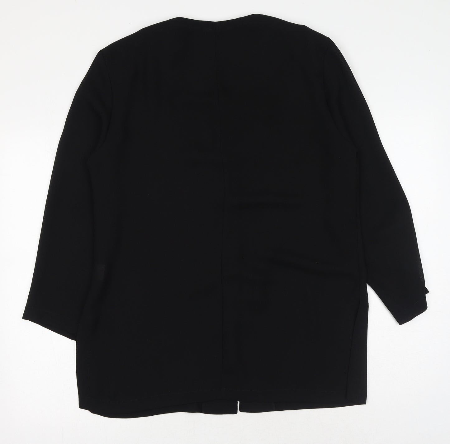 Mona Lisa Womens Black Polyester Basic Button-Up Size 14 V-Neck