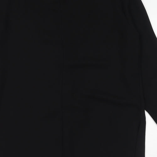 Mona Lisa Womens Black Polyester Basic Button-Up Size 14 V-Neck