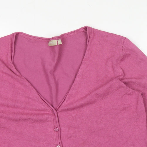 Avenue Womens Pink V-Neck Viscose Cardigan Jumper Size M