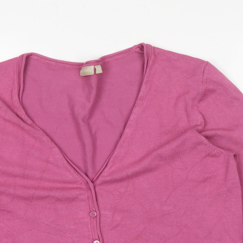 Avenue Womens Pink V-Neck Viscose Cardigan Jumper Size M