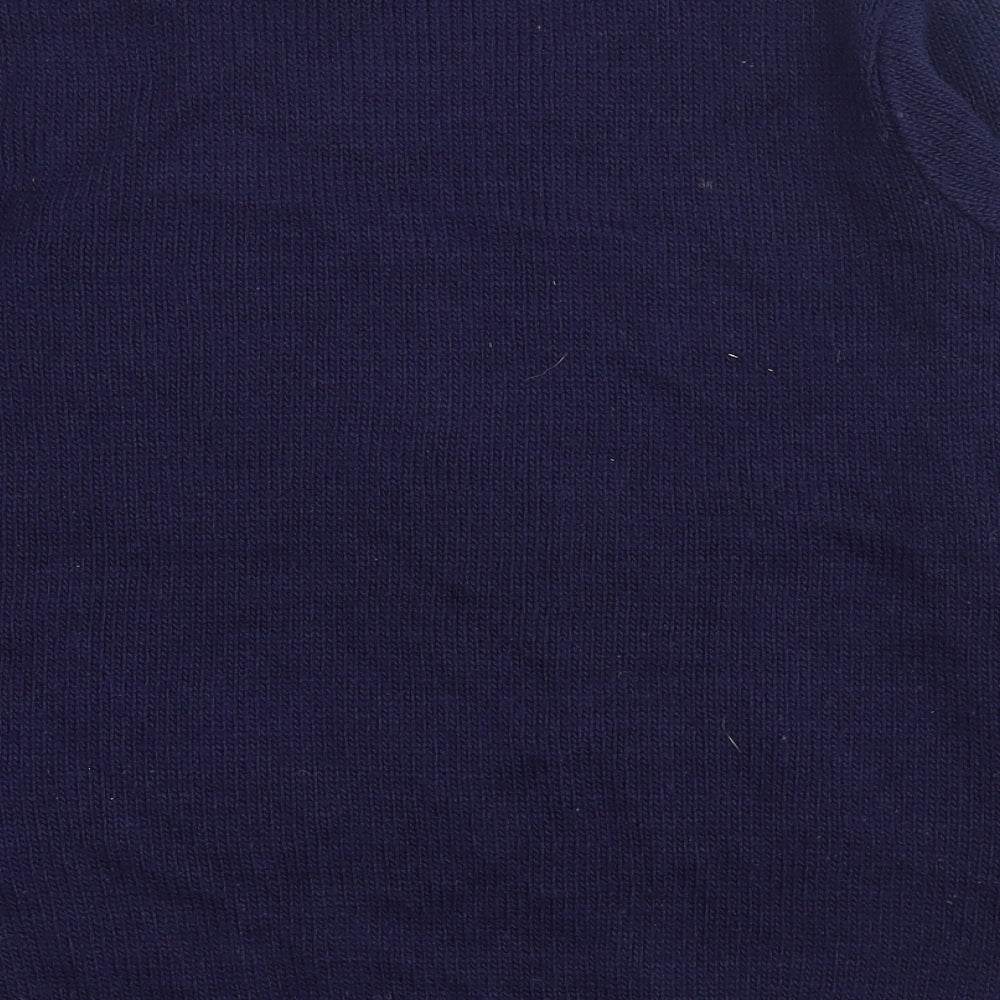 Cooperative Womens Blue Scoop Neck Geometric Cotton Pullover Jumper Size S - Penguin