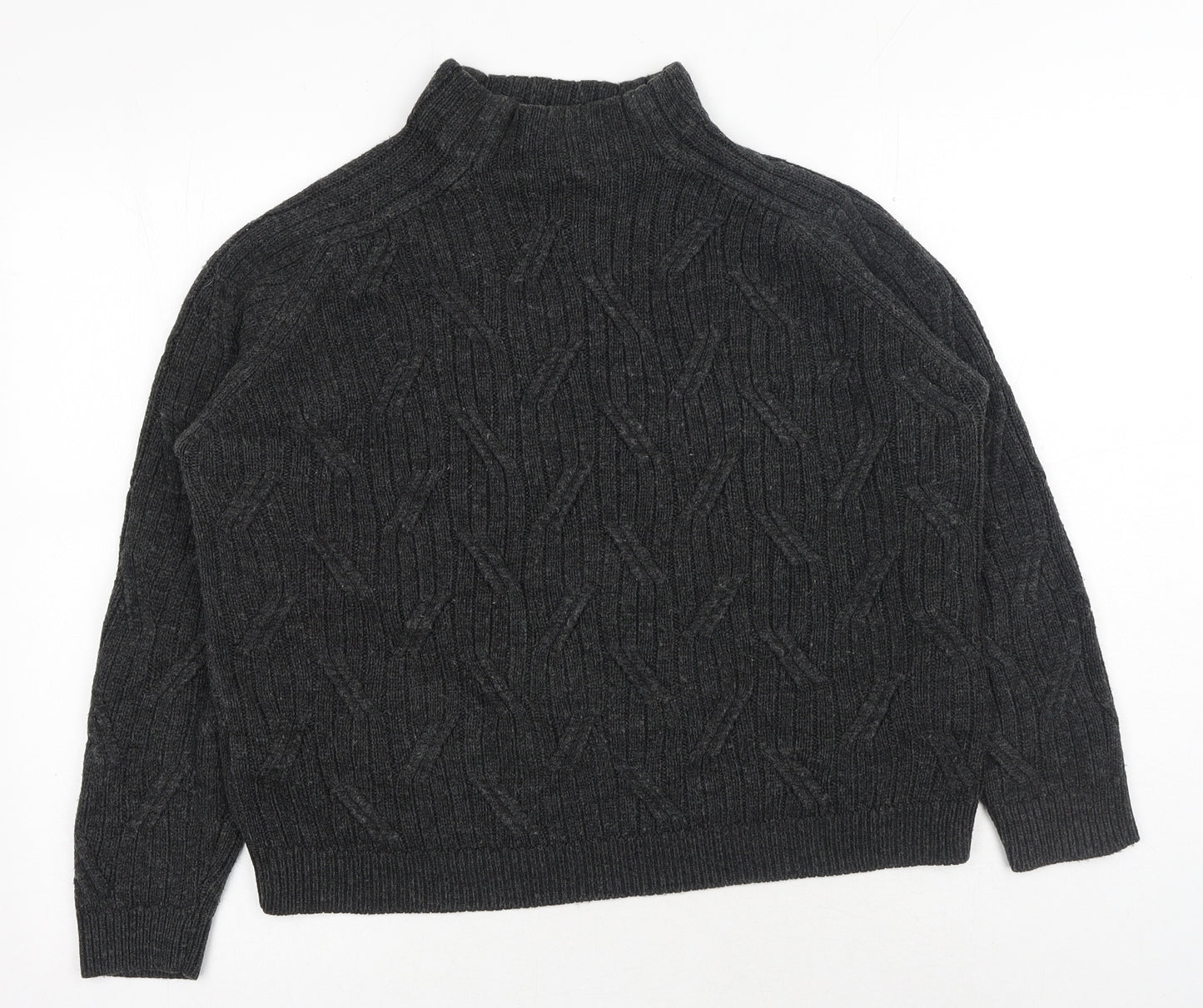Mango Womens Grey High Neck Acrylic Pullover Jumper Size M