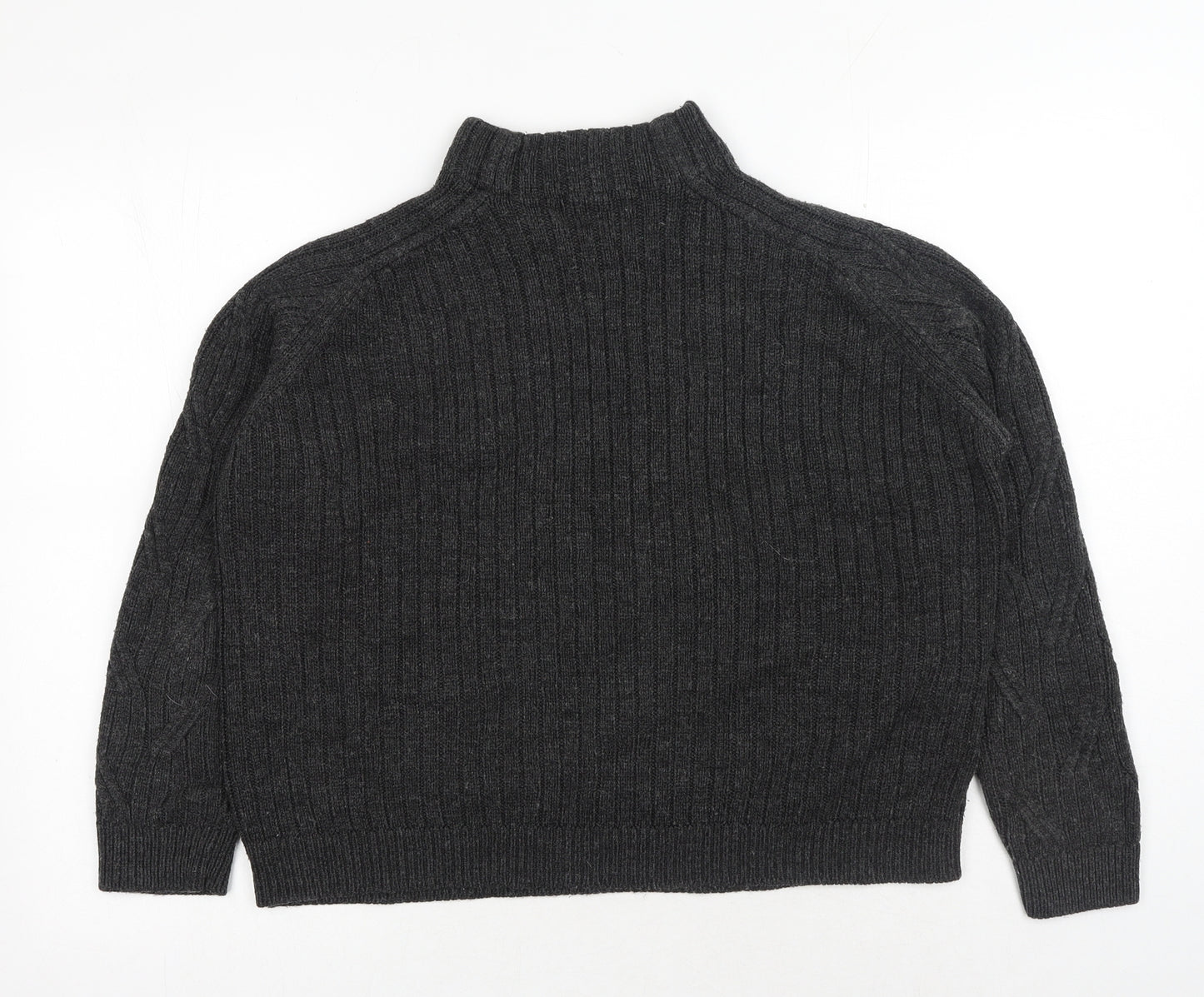 Mango Womens Grey High Neck Acrylic Pullover Jumper Size M