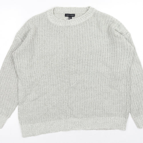 New Look Womens Grey Roll Neck Acrylic Pullover Jumper Size S