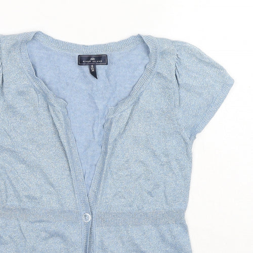 River Island Womens Blue V-Neck Viscose Cardigan Jumper Size 8