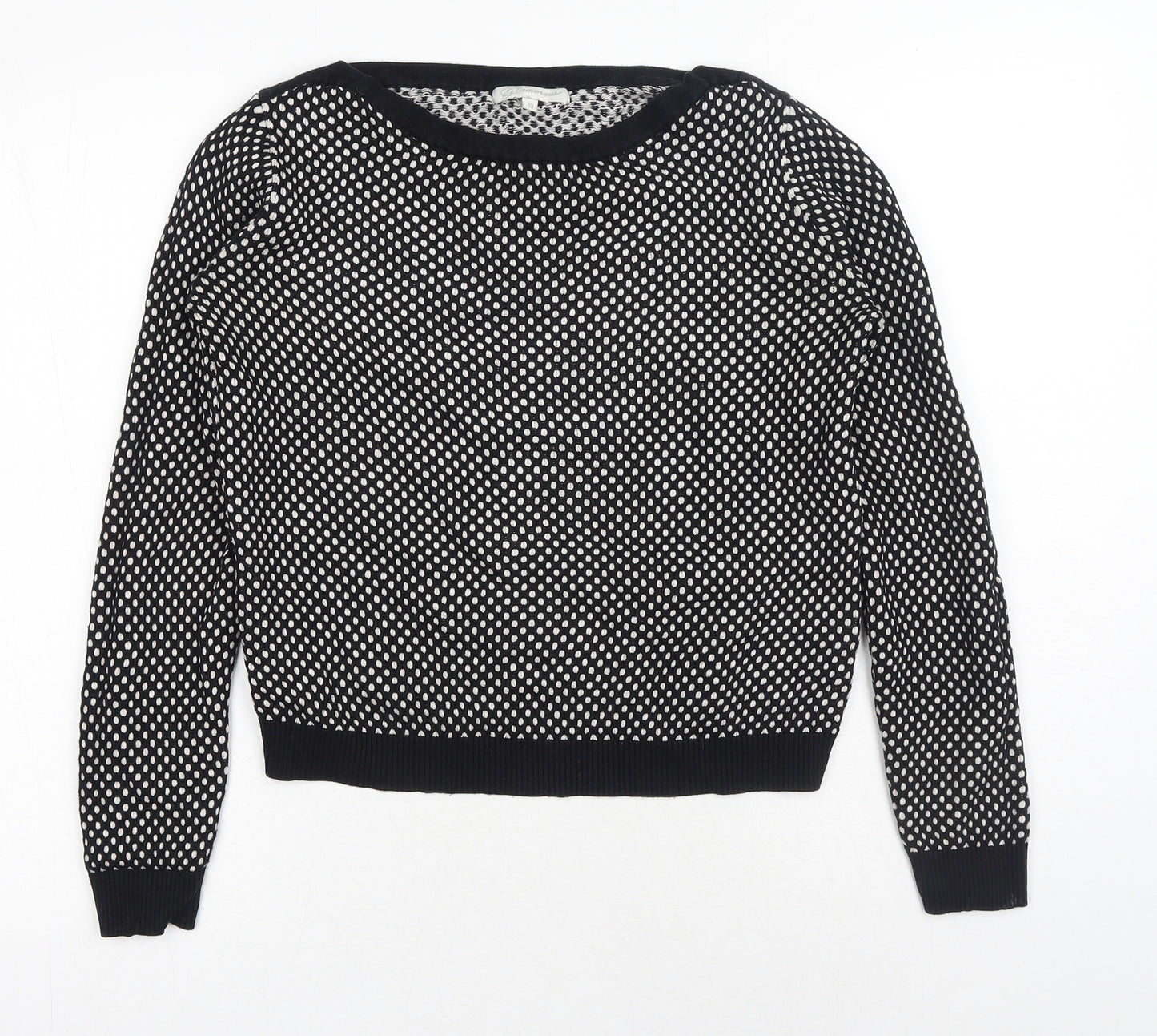 Glamorous Womens Black Roll Neck Polka Dot Cotton Pullover Jumper Size 10