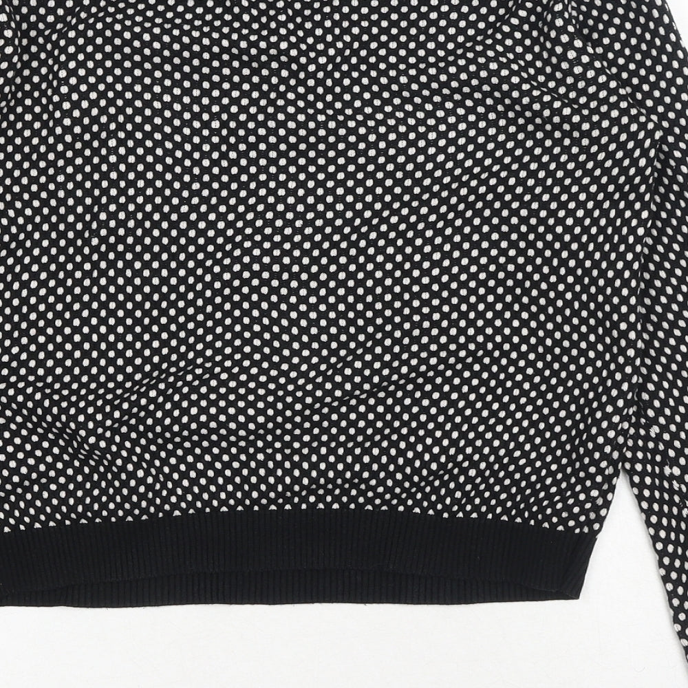 Glamorous Womens Black Roll Neck Polka Dot Cotton Pullover Jumper Size 10