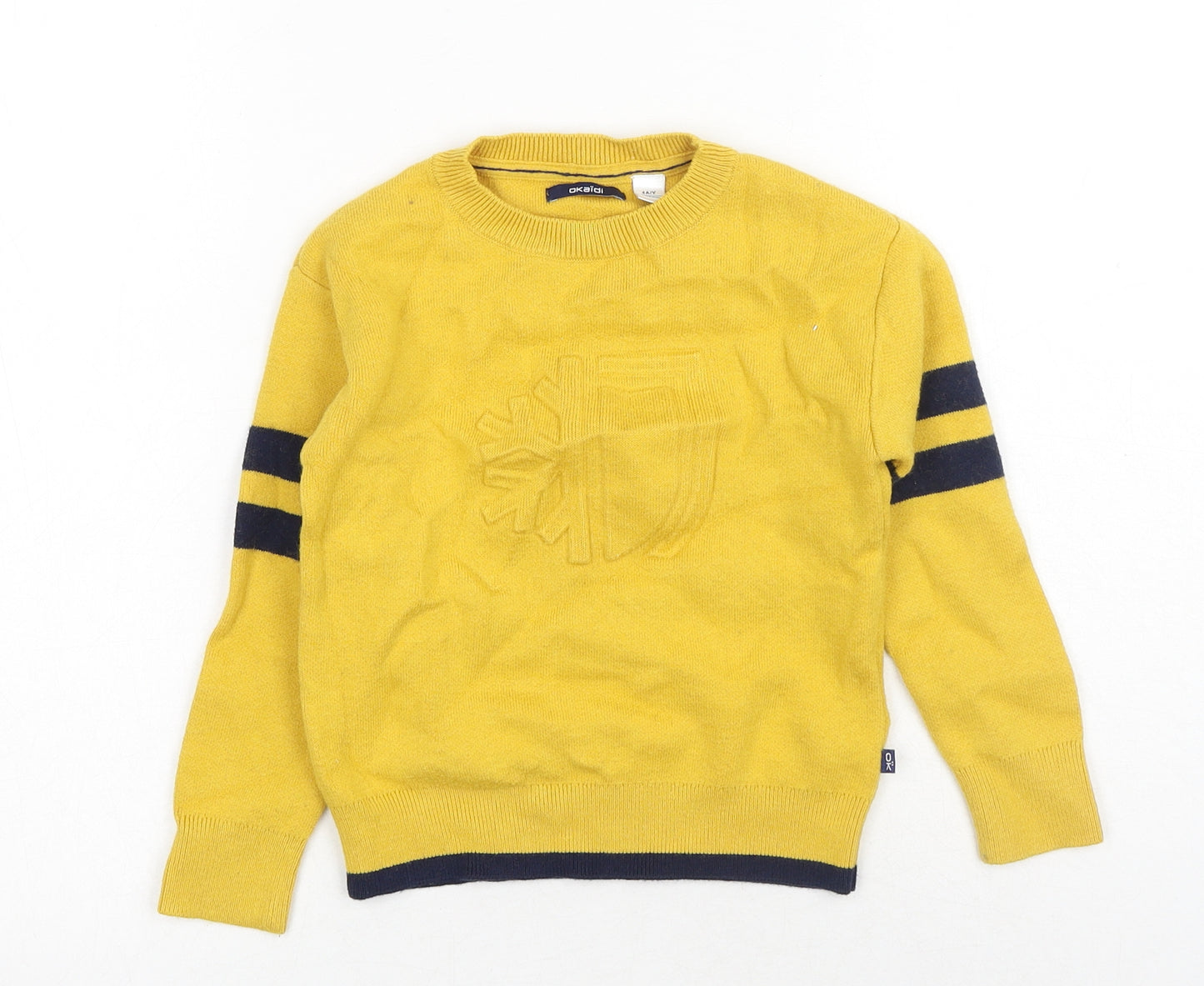 Okaidi Girls Yellow Roll Neck Cotton Pullover Jumper Size 4XL Pullover