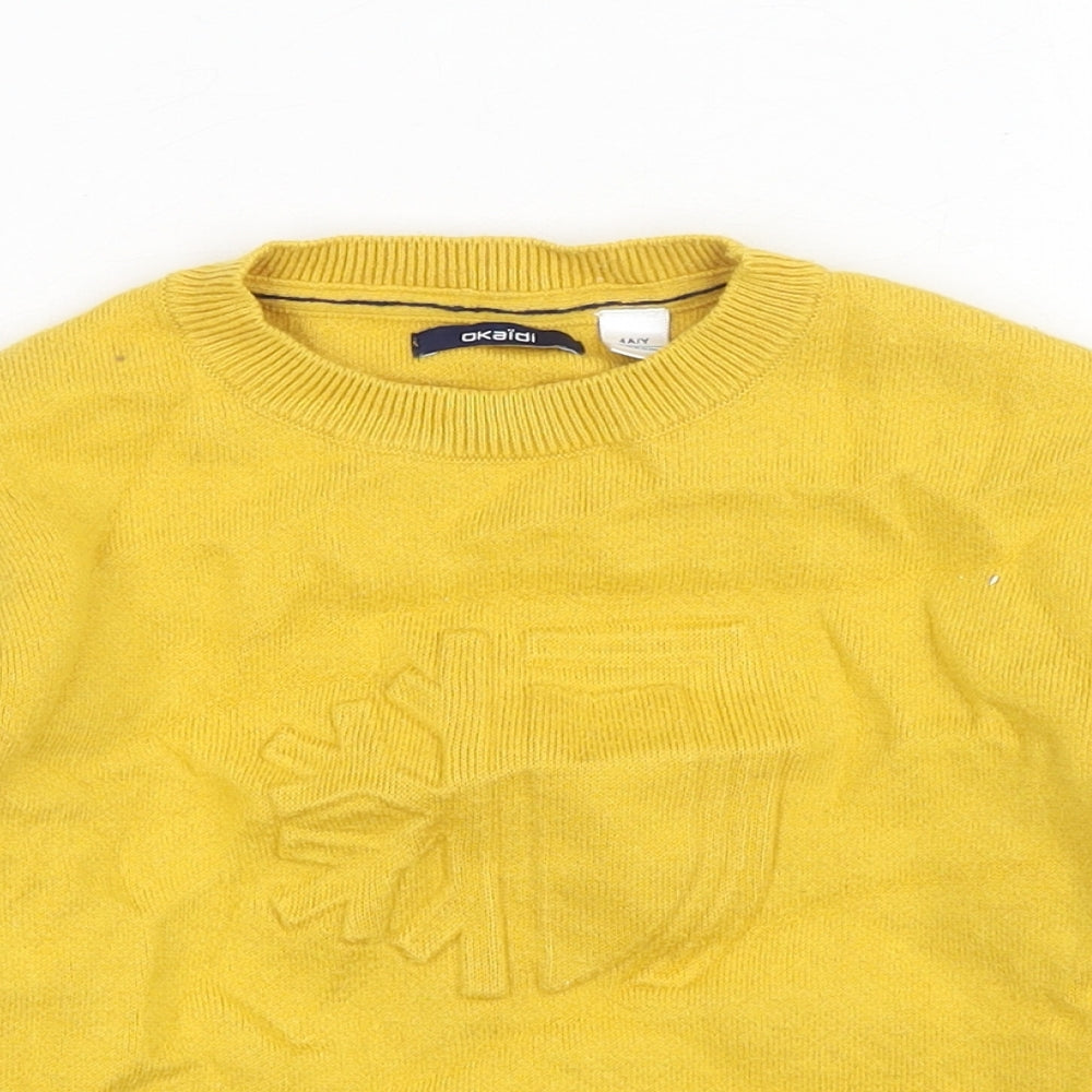 Okaidi Girls Yellow Roll Neck Cotton Pullover Jumper Size 4XL Pullover