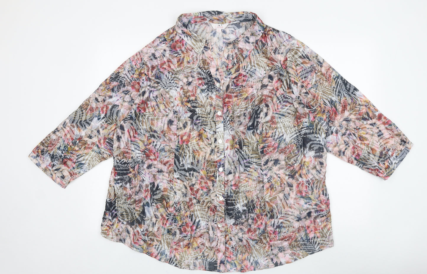 Julipa Womens Multicoloured Geometric Cotton Basic Button-Up Size 28 Collared