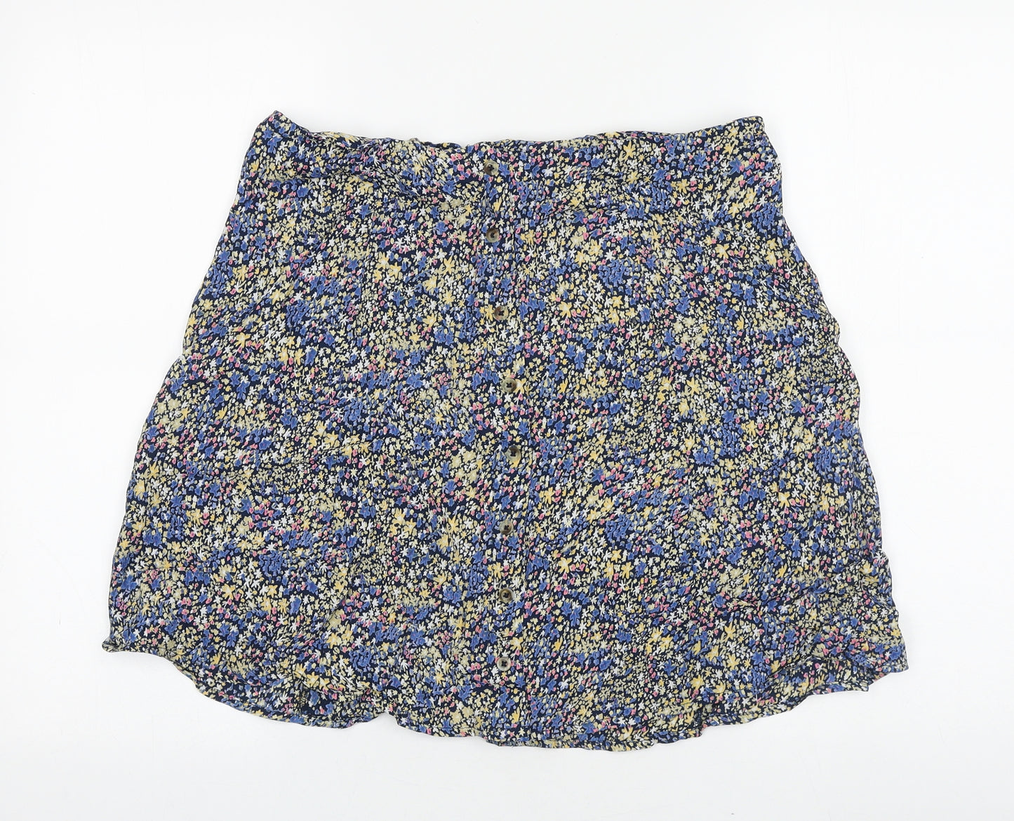 Fluid Womens Multicoloured Floral Polyester Mini Skirt Size 14 Zip
