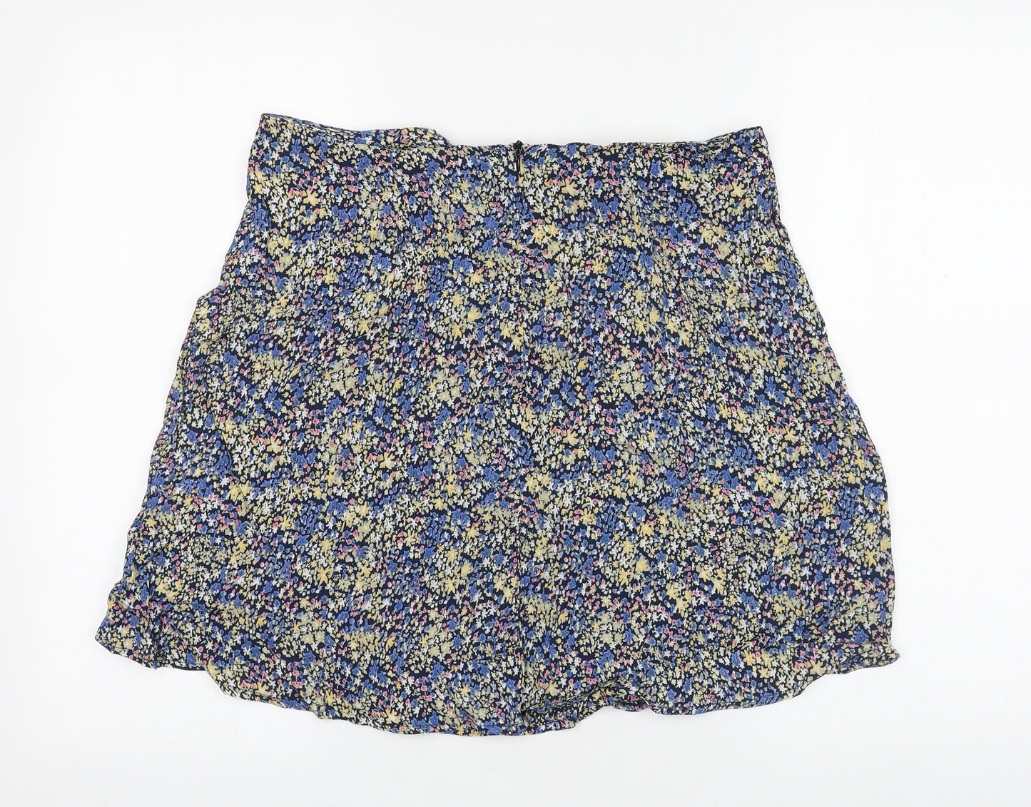 Fluid Womens Multicoloured Floral Polyester Mini Skirt Size 14 Zip
