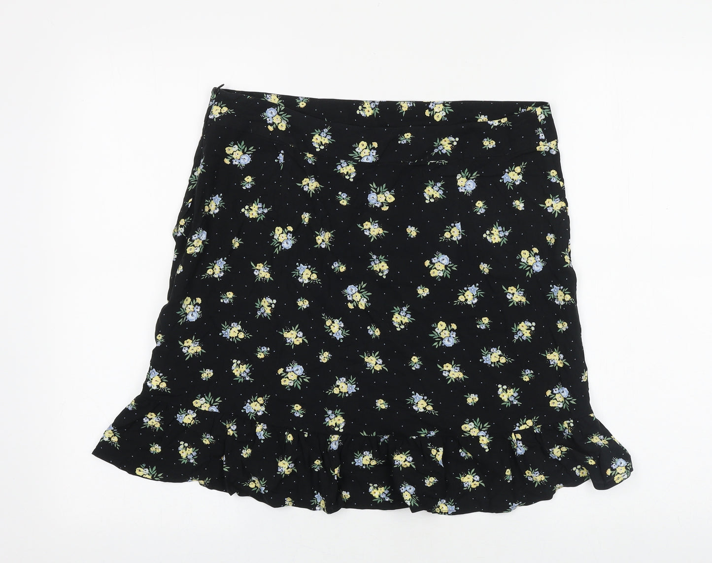 Peacocks Womens Black Floral Polyester Trumpet Skirt Size 12 Zip