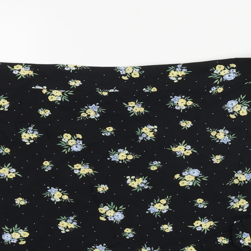 Peacocks Womens Black Floral Polyester Trumpet Skirt Size 12 Zip
