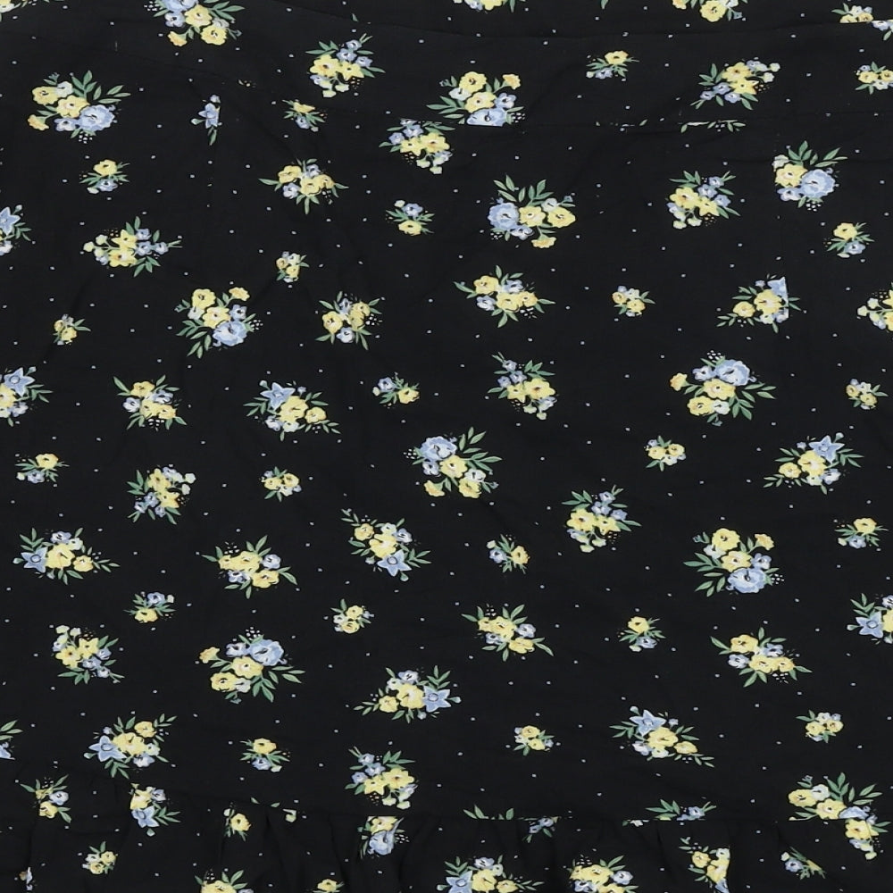Peacocks Womens Black Floral Polyester Trumpet Skirt Size 12 Zip