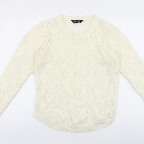 Dorothy Perkins Womens Ivory Scoop Neck Acrylic Pullover Jumper Size 12