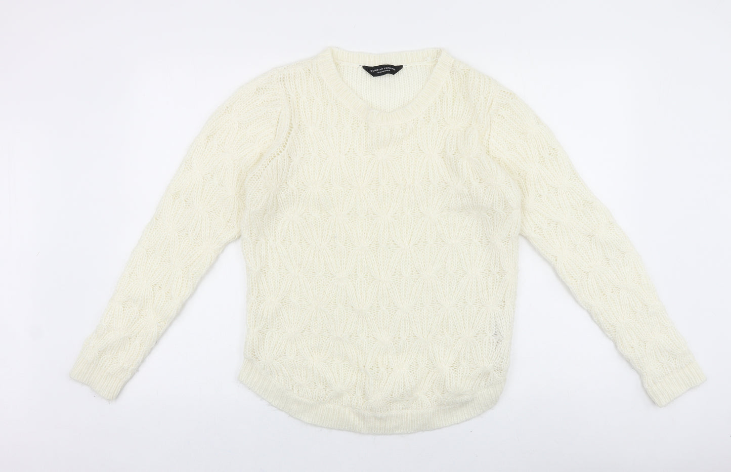 Dorothy Perkins Womens Ivory Scoop Neck Acrylic Pullover Jumper Size 12