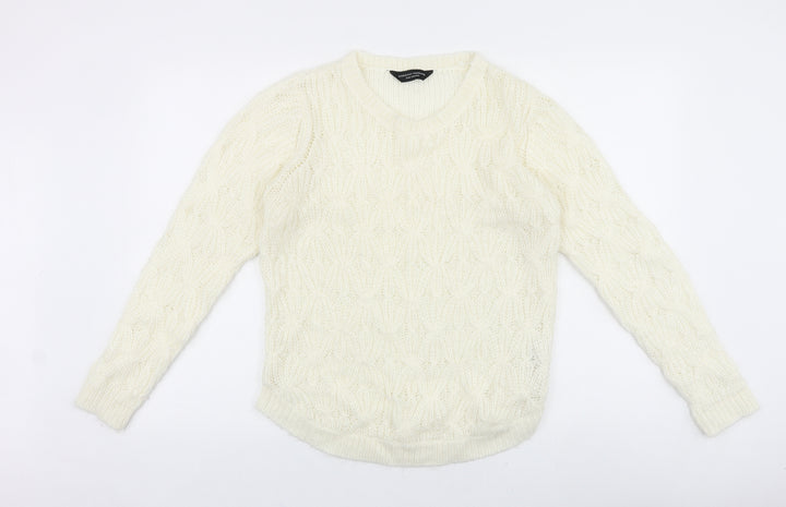 Dorothy Perkins Womens Ivory Scoop Neck Acrylic Pullover Jumper Size 12