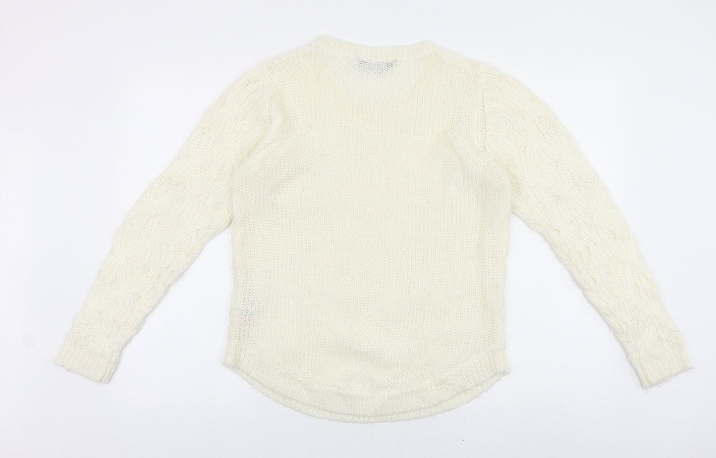 Dorothy Perkins Womens Ivory Scoop Neck Acrylic Pullover Jumper Size 12