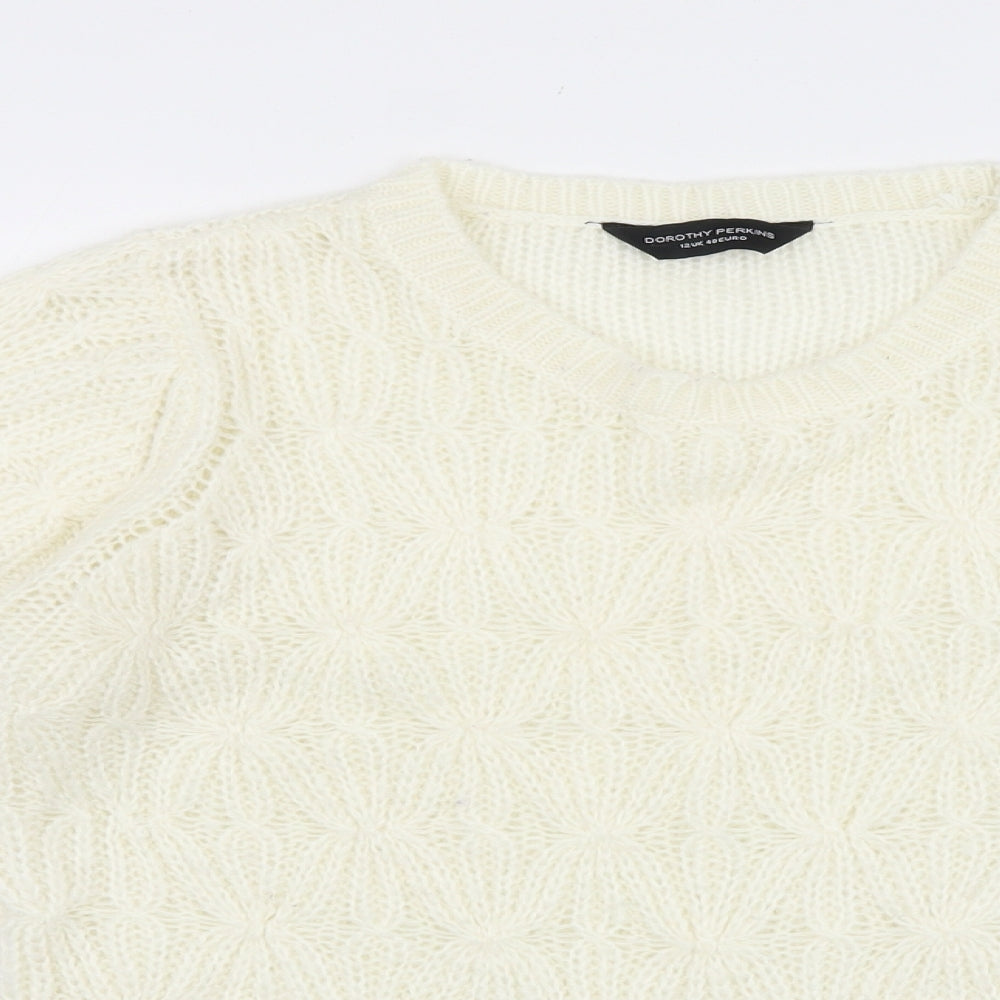 Dorothy Perkins Womens Ivory Scoop Neck Acrylic Pullover Jumper Size 12