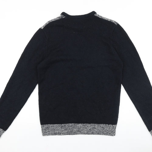 Cedar Wood State Mens Black Round Neck Acrylic Pullover Jumper Size XS