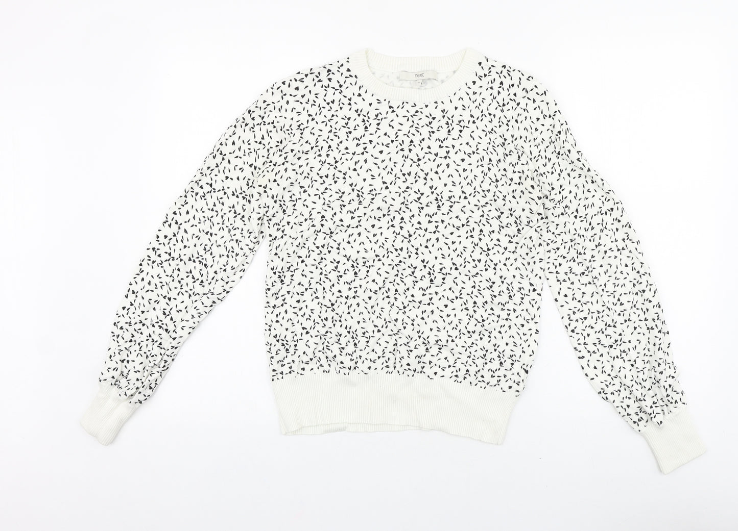 NEXT Womens White Scoop Neck Geometric Polyester Pullover Jumper Size 10