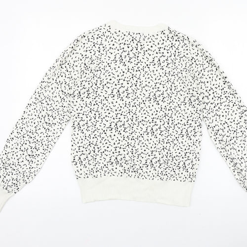 NEXT Womens White Scoop Neck Geometric Polyester Pullover Jumper Size 10