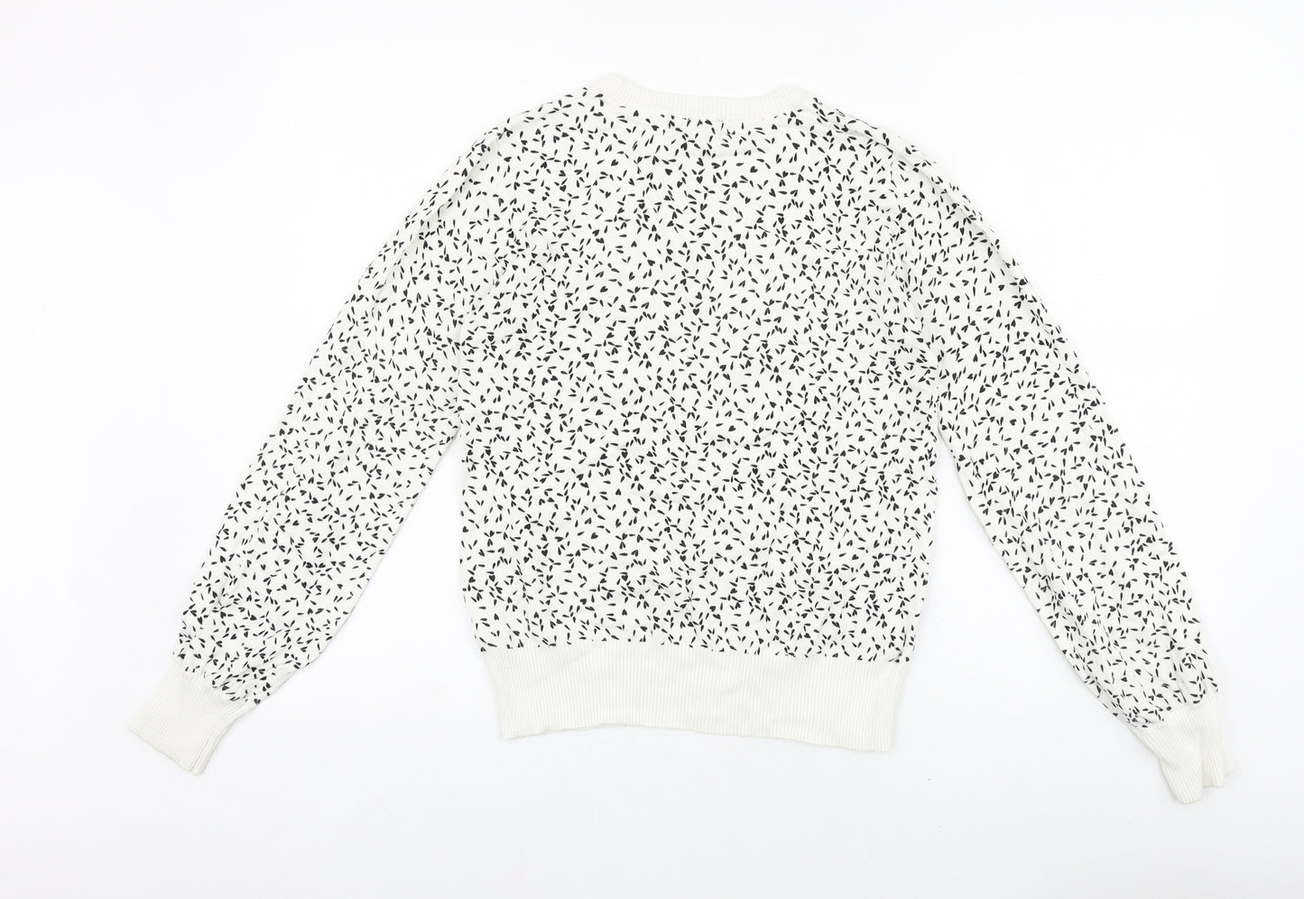 NEXT Womens White Scoop Neck Geometric Polyester Pullover Jumper Size 10