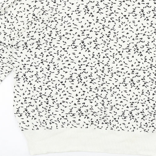 NEXT Womens White Scoop Neck Geometric Polyester Pullover Jumper Size 10
