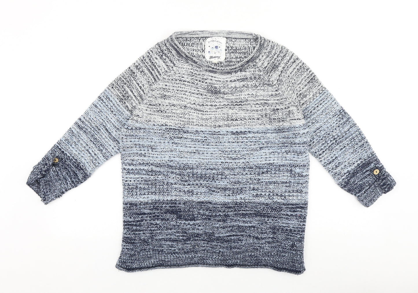 MANTARAY PRODUCTS Womens Blue Boat Neck Acrylic Pullover Jumper Size 10