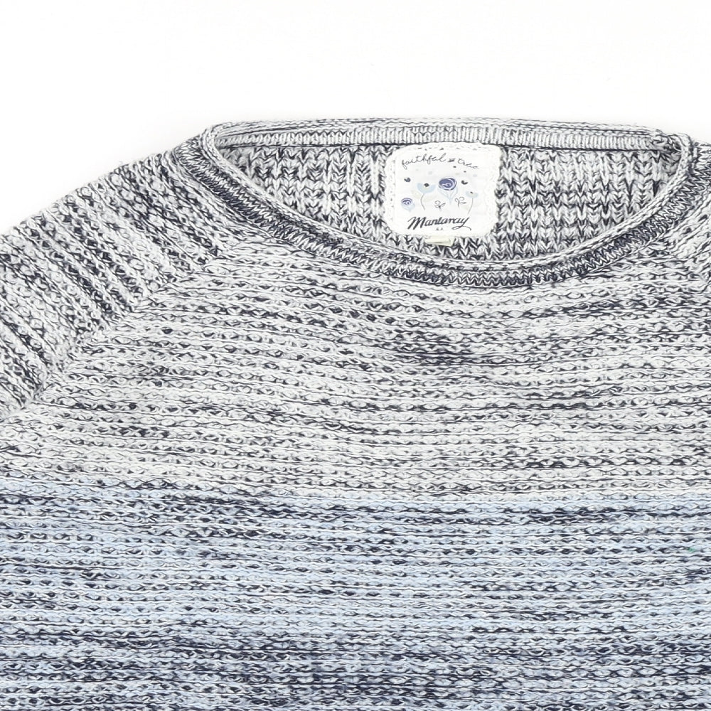 MANTARAY PRODUCTS Womens Blue Boat Neck Acrylic Pullover Jumper Size 10