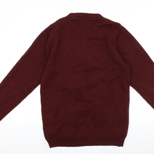 NEXT Mens Red Round Neck Acrylic Pullover Jumper Size S - Christmas Polar Bear