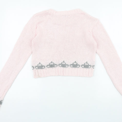 Mirumi Womens Pink Round Neck Acrylic Pullover Jumper Size S