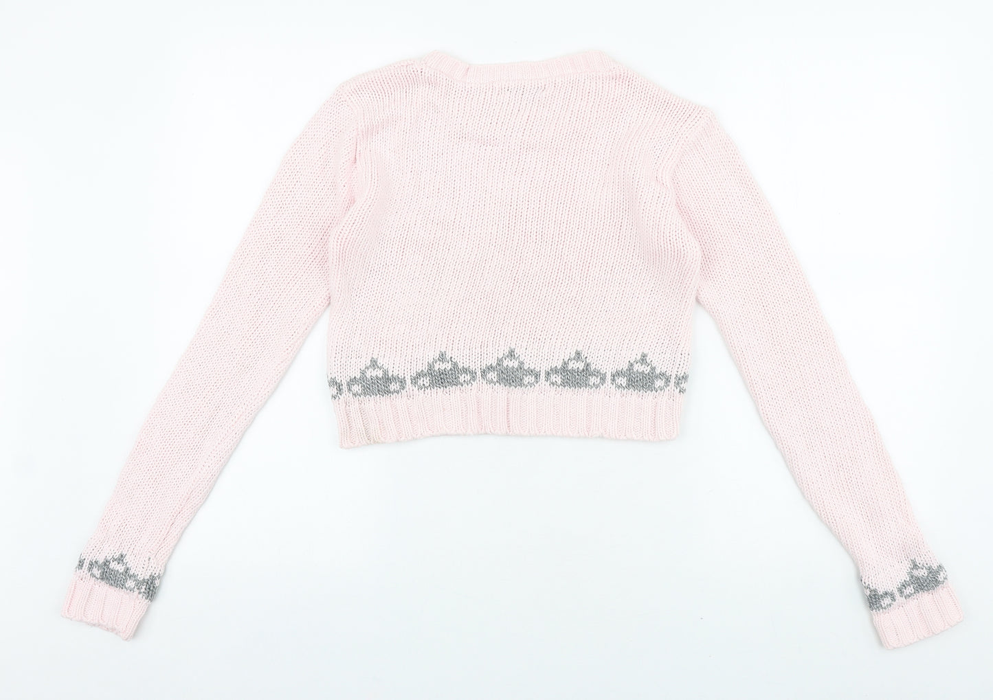 Mirumi Womens Pink Round Neck Acrylic Pullover Jumper Size S