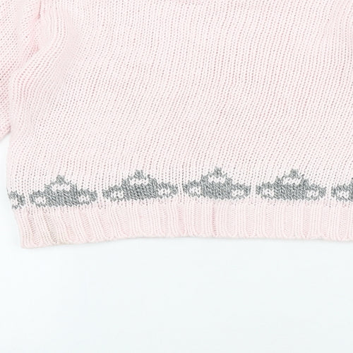 Mirumi Womens Pink Round Neck Acrylic Pullover Jumper Size S