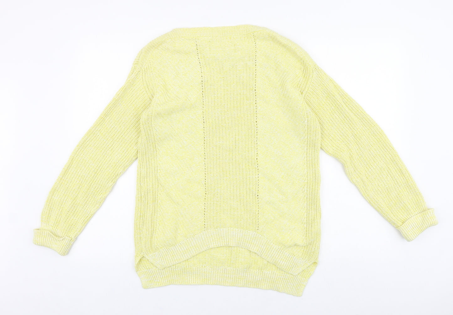 Marks and Spencer Womens Yellow Round Neck Acrylic Pullover Jumper Size S