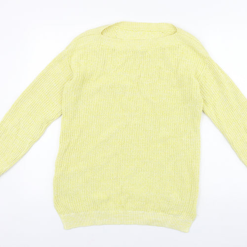 Marks and Spencer Womens Yellow Round Neck Acrylic Pullover Jumper Size S