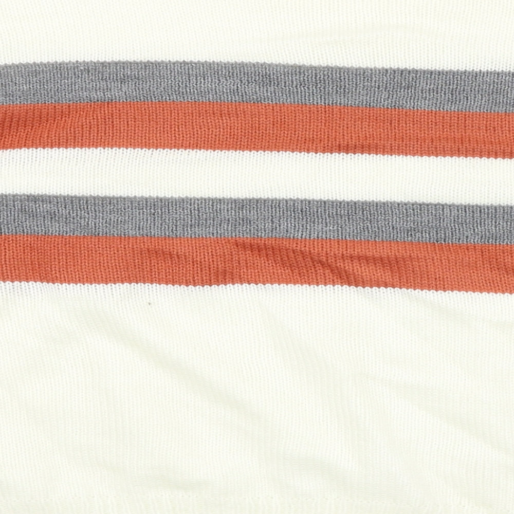 SheIn Womens Ivory Round Neck Striped Acrylic Pullover Jumper Size S