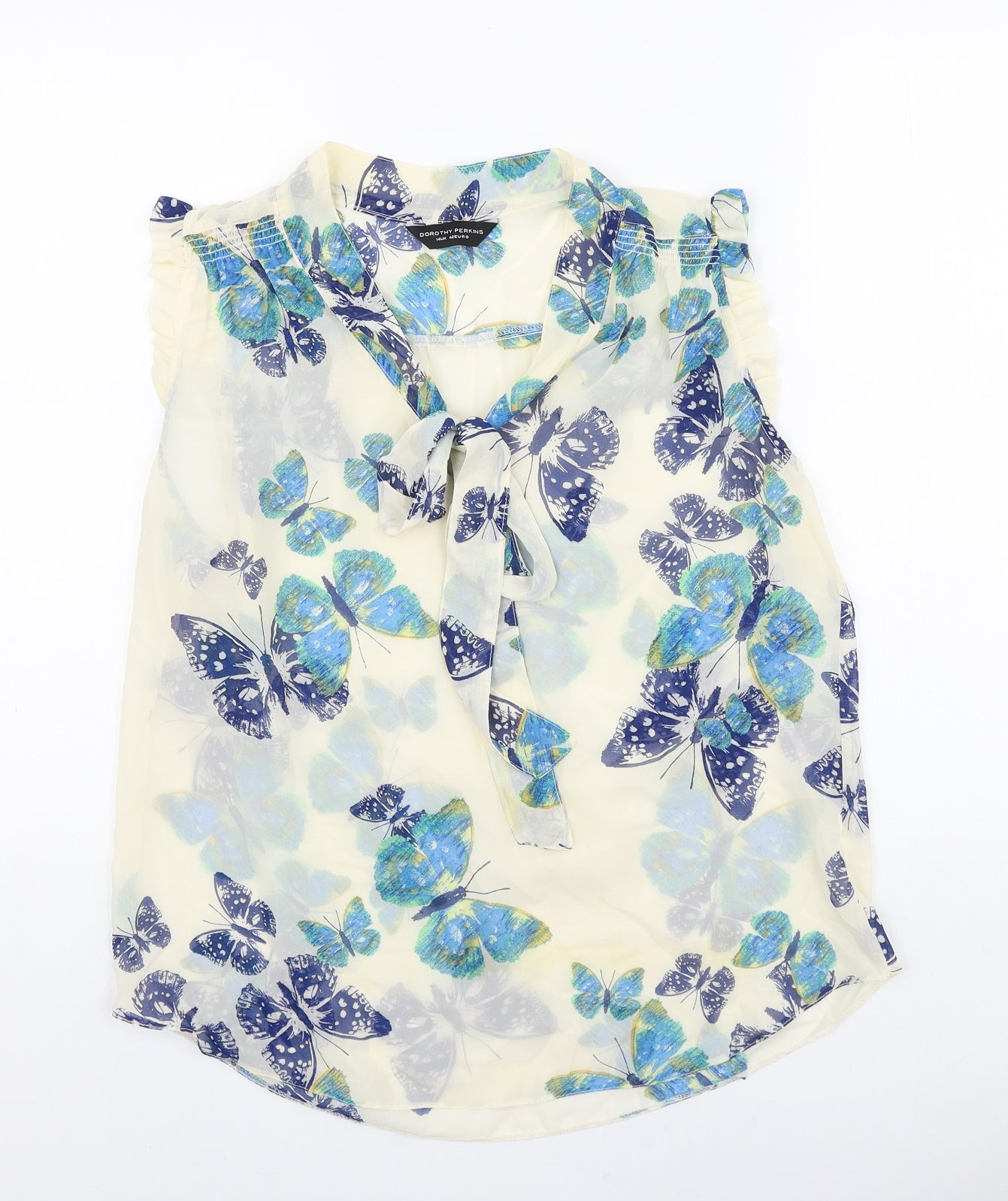 Dorothy Perkins Womens Beige Geometric Polyester Basic Blouse Size 14 V-Neck - Butterfly