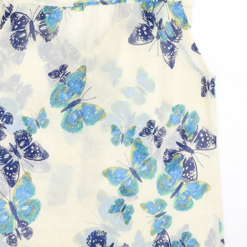 Dorothy Perkins Womens Beige Geometric Polyester Basic Blouse Size 14 V-Neck - Butterfly