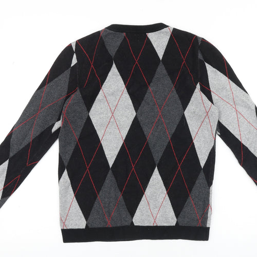 NEXT Boys Black Round Neck Geometric Cotton Pullover Jumper Size 12 Years Pullover