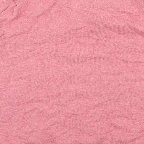 Marks and Spencer Womens Pink V-Neck Cotton Pullover Jumper Size M - Built in Shirt