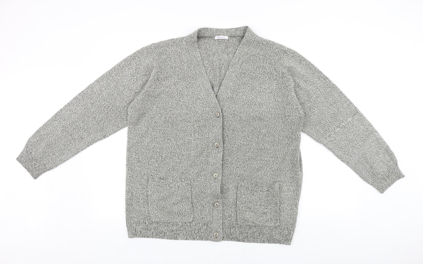 Damart Womens Grey V-Neck Acrylic Cardigan Jumper Size 18