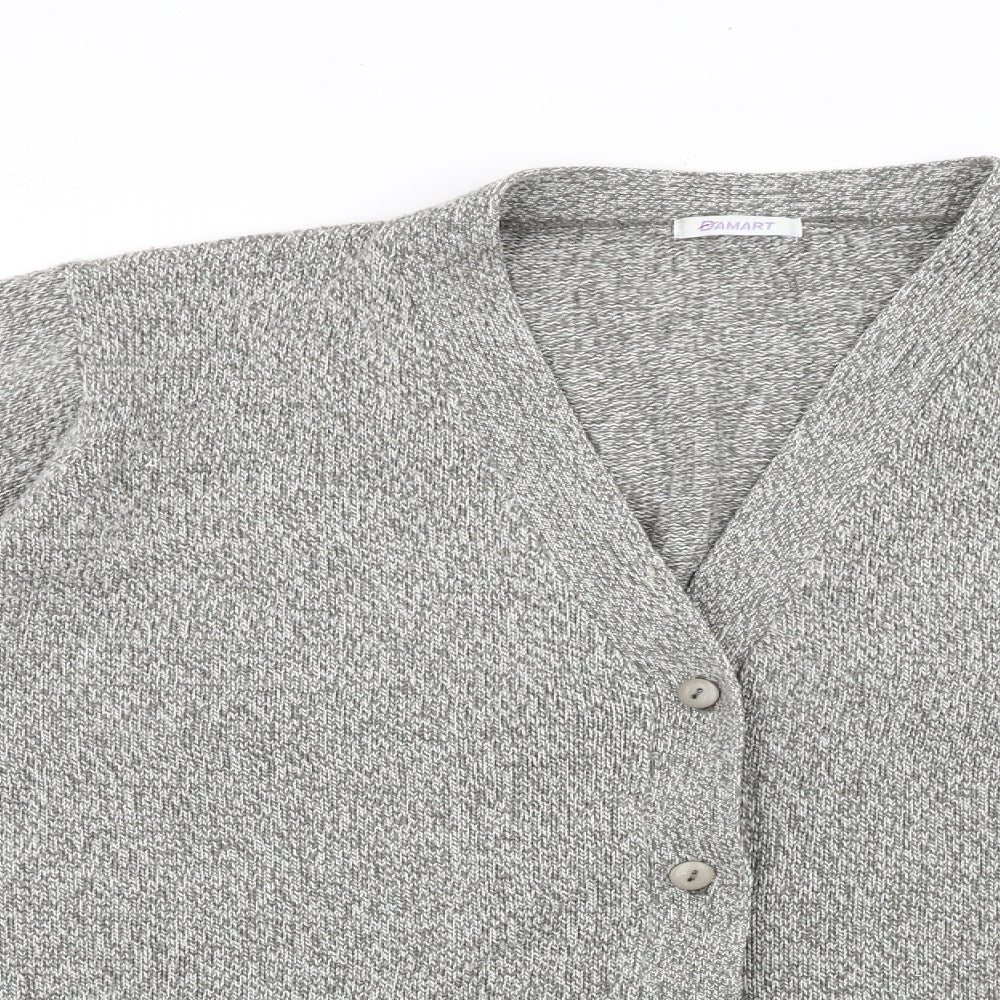 Damart Womens Grey V-Neck Acrylic Cardigan Jumper Size 18