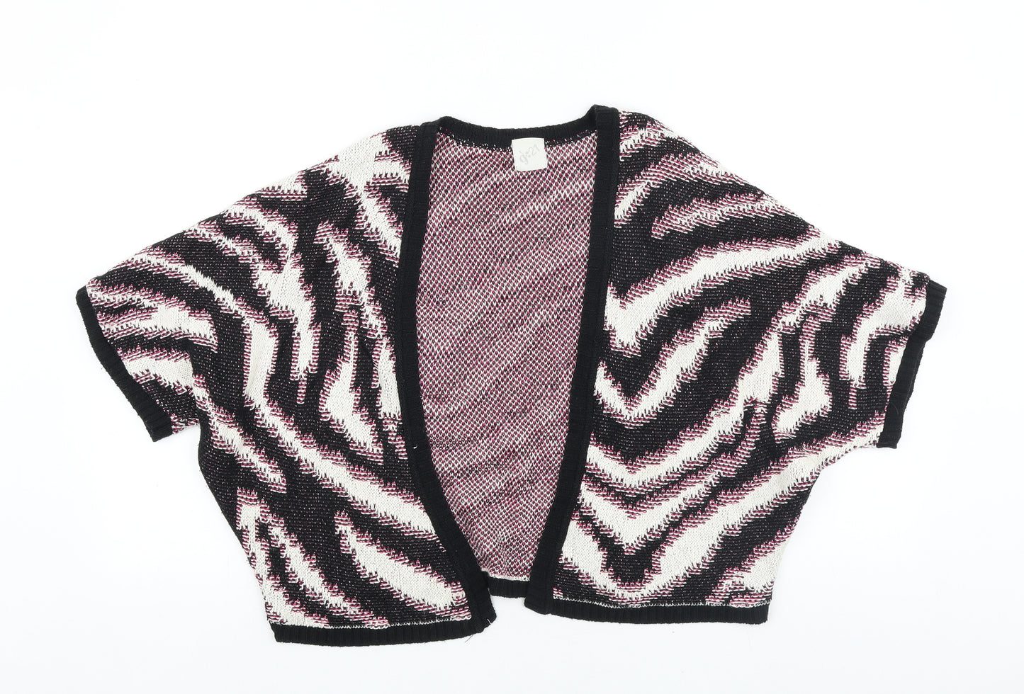 George Womens Black V-Neck Animal Print Acrylic Cardigan Jumper Size 16 - Tiger Print Batwing
