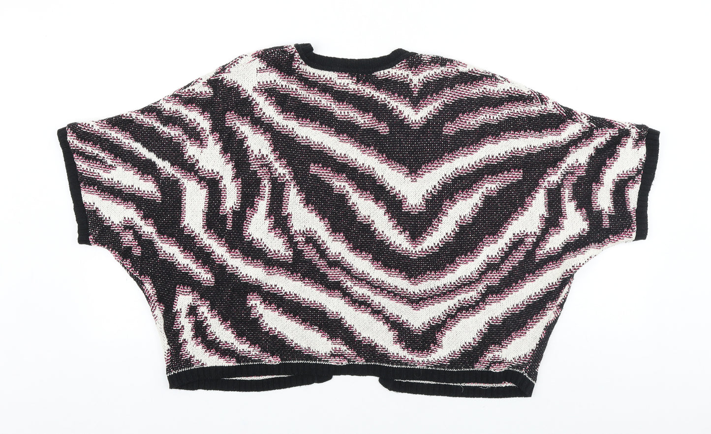 George Womens Black V-Neck Animal Print Acrylic Cardigan Jumper Size 16 - Tiger Print Batwing
