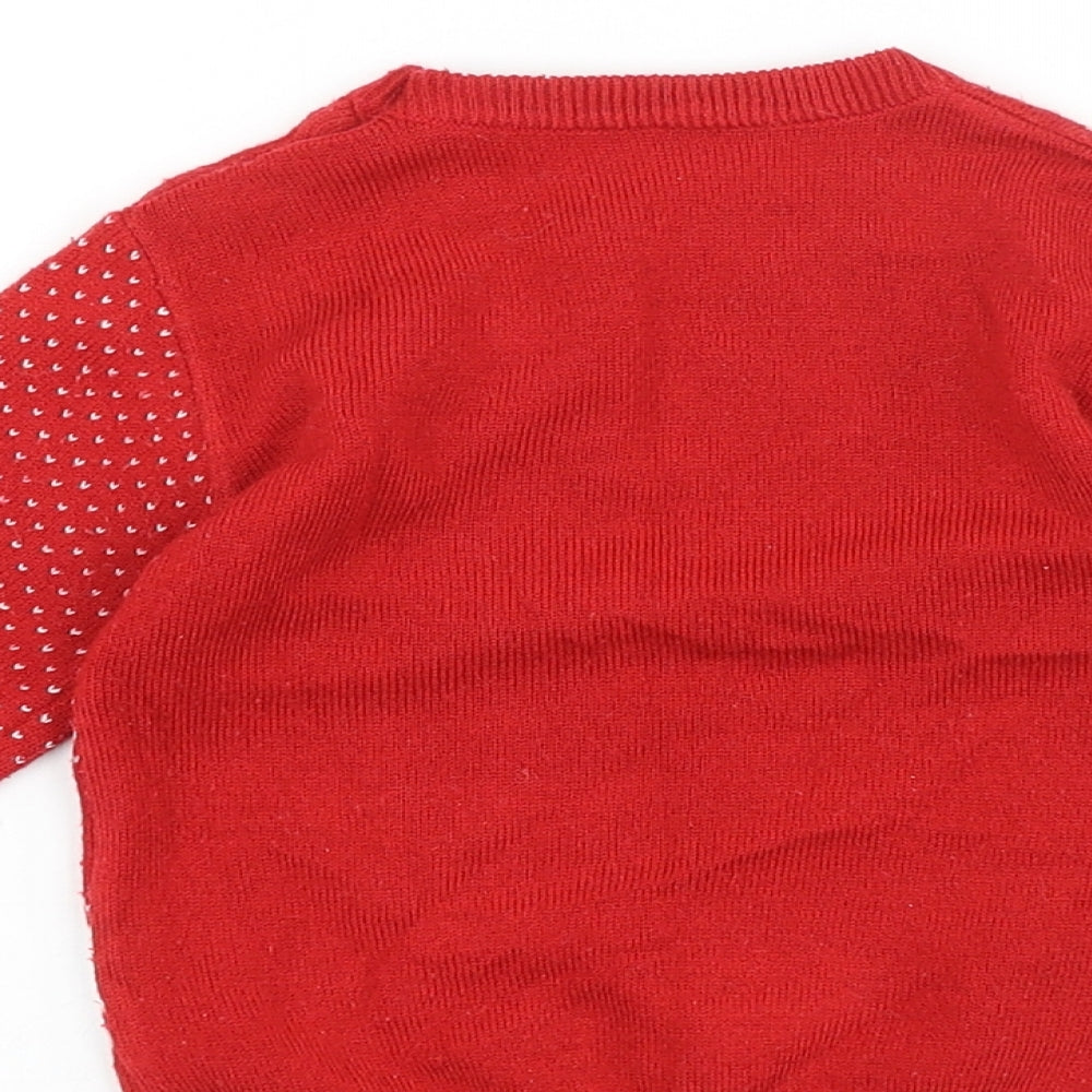 George Baby Red 100% Cotton Pullover Jumper Size 9-12 Months Pullover - My First Christmas