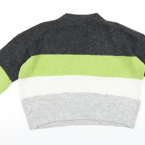 Topshop Womens Multicoloured Mock Neck Striped Acrylic Pullover Jumper Size XS